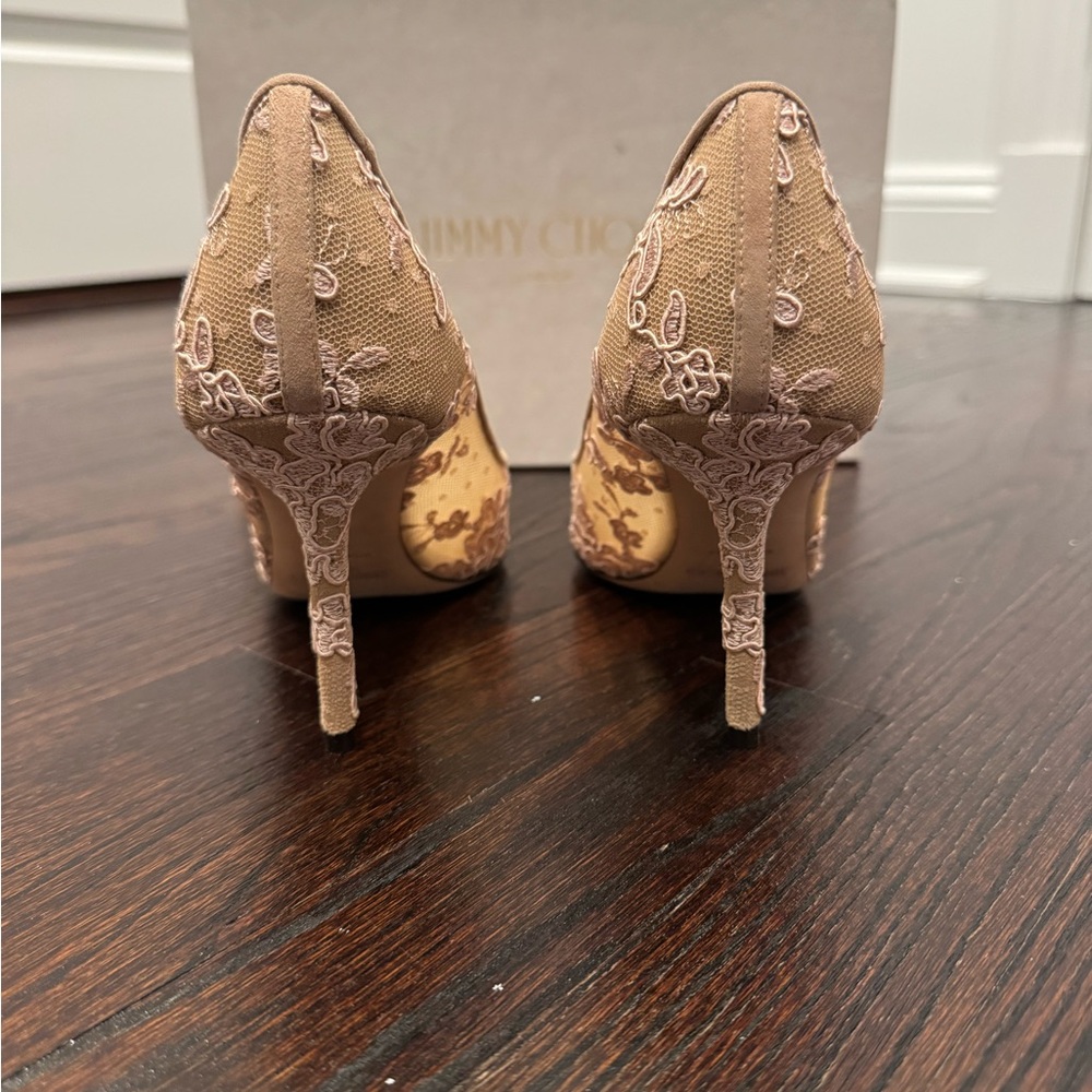 Jimmy Choo Women's Lace Embellished Pointed-Toe Pumps - Blush Pink - Picture 4 of 7